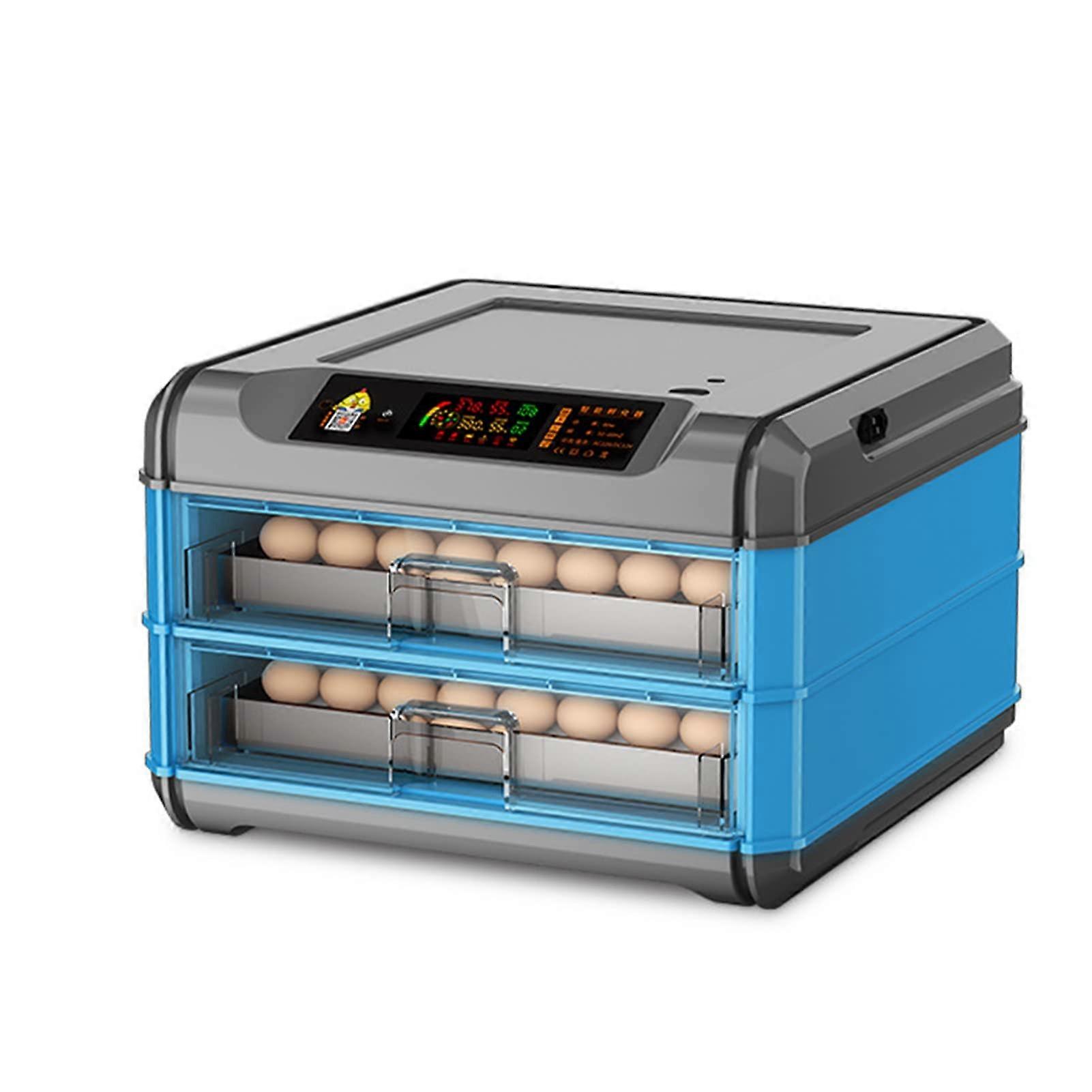 128 Egg Incubator with Automatic Turning and Temperature Control for Poultry Hatching Blue