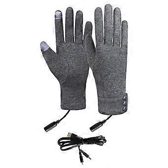 Graue, beheizbare USB-Handschuhe für Outdoor-Aktivitäten wie Radfahren, Autofahren und Skifahren – Wiederaufladbare Thermohandschuhe für Damen und Herren, Kälteschutz, USB-kompatibel