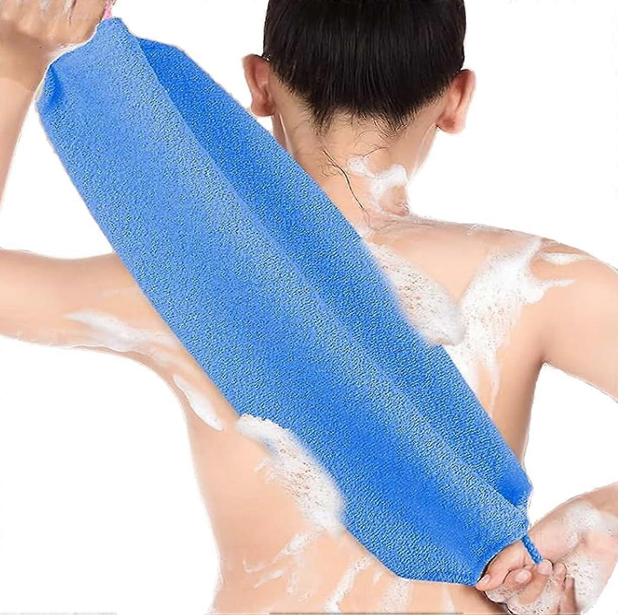 Exfoliating Back Scrubber with Handles for Shower, DualSided Microfiber for Deep Back Cleansing