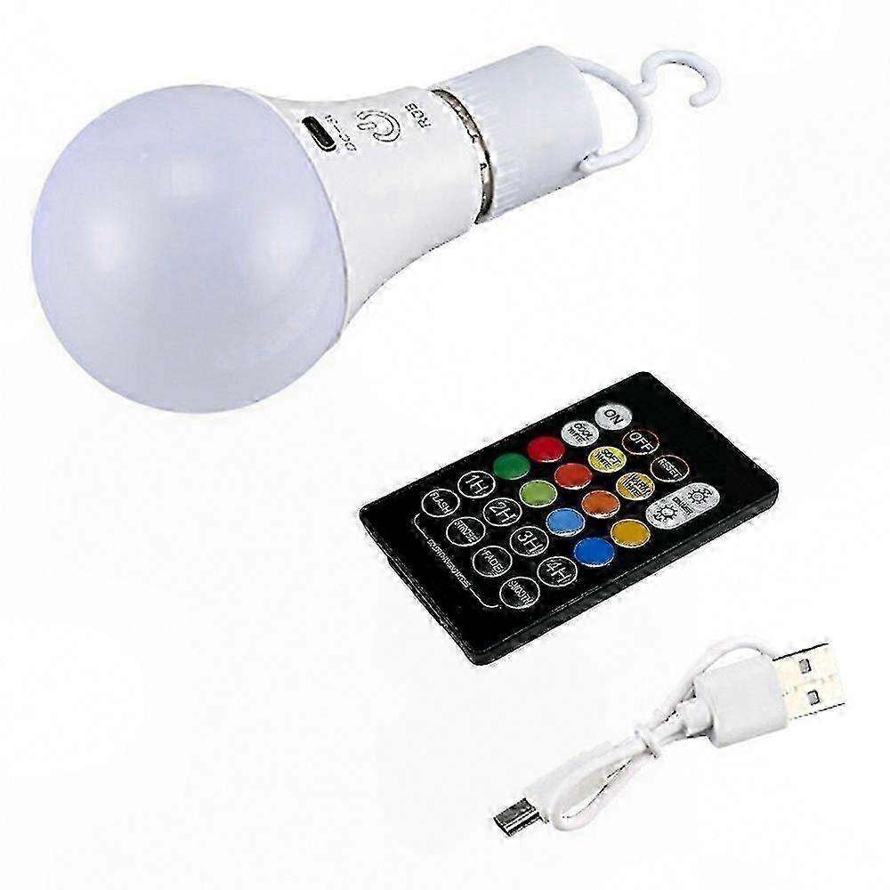 E27 RGB Rechargeable Bulb with Remote, Timer, Dimmable Touch, 2700K Warm Light