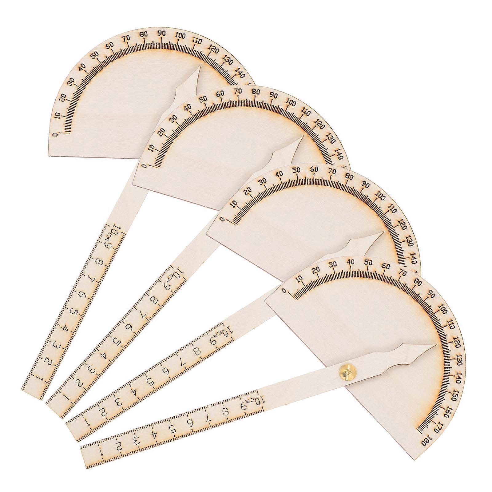 Technology Creation Tools Wooden Protractor for Teaching Use 4Pcs DIY Adjustable Ruler