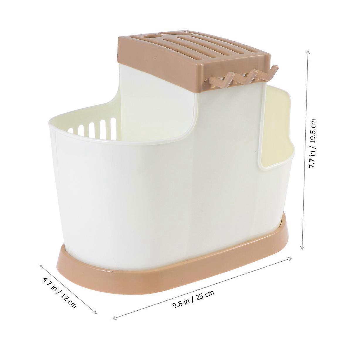 Practical Chopsticks Rack with Spoon Storage Function White