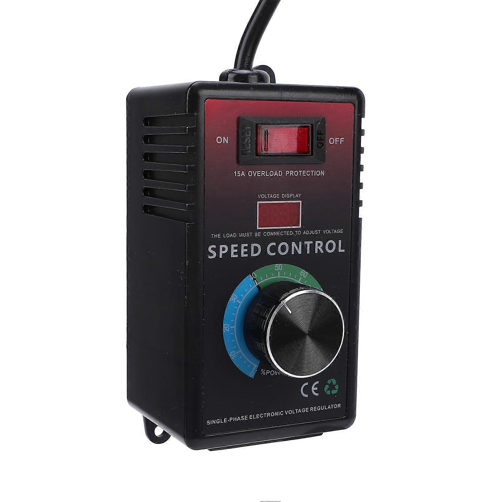 Electronic Voltage Regulator with Switch 15A Overload Guard Speed Controller for Fan Angle Grinder Blower
