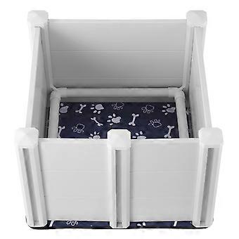 Boîte de mise bas pour chien, 28,3 x 28,3 x 18,1 pouces Boîte de mise bas avec rails et tampon d’urine lavable, Stylo de mise bas, Boîte de mise bas pour chiens de petite race, Blanc