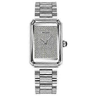 MOKAGO Square Diamond Dial Stainless Steel Watch - Elegant Fashion with Sparkling Crystal Face and Metal Strap