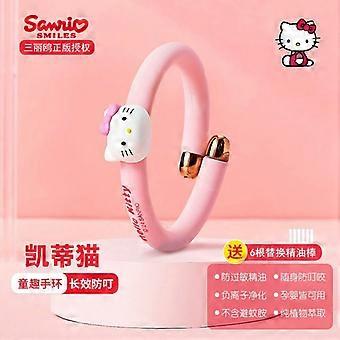 DLM myggavvisande armband 1 pack, silikon myggavvisande band ersättningskärnor, DEET gratis Säkra vuxna barn utomhus camping Sanrio Hello Ki