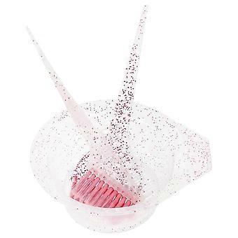 Hair Dye Mixing Bowl and Brush compatible with Hair Coloring Use 1Set Pink Plastic