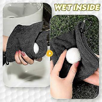 Golfhanddoek Zwarte microvezel golfbalhanddoek met clip 5,51 x 5,51 inch nat cadeau