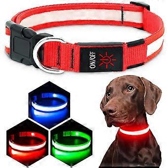 Hondenhalsbanden met LED-verlichting, USB-oplaadbaar, verstelbaar, waterdicht, veiligheidshalsband met verlichting voor kleine, middelgrote en grote honden.