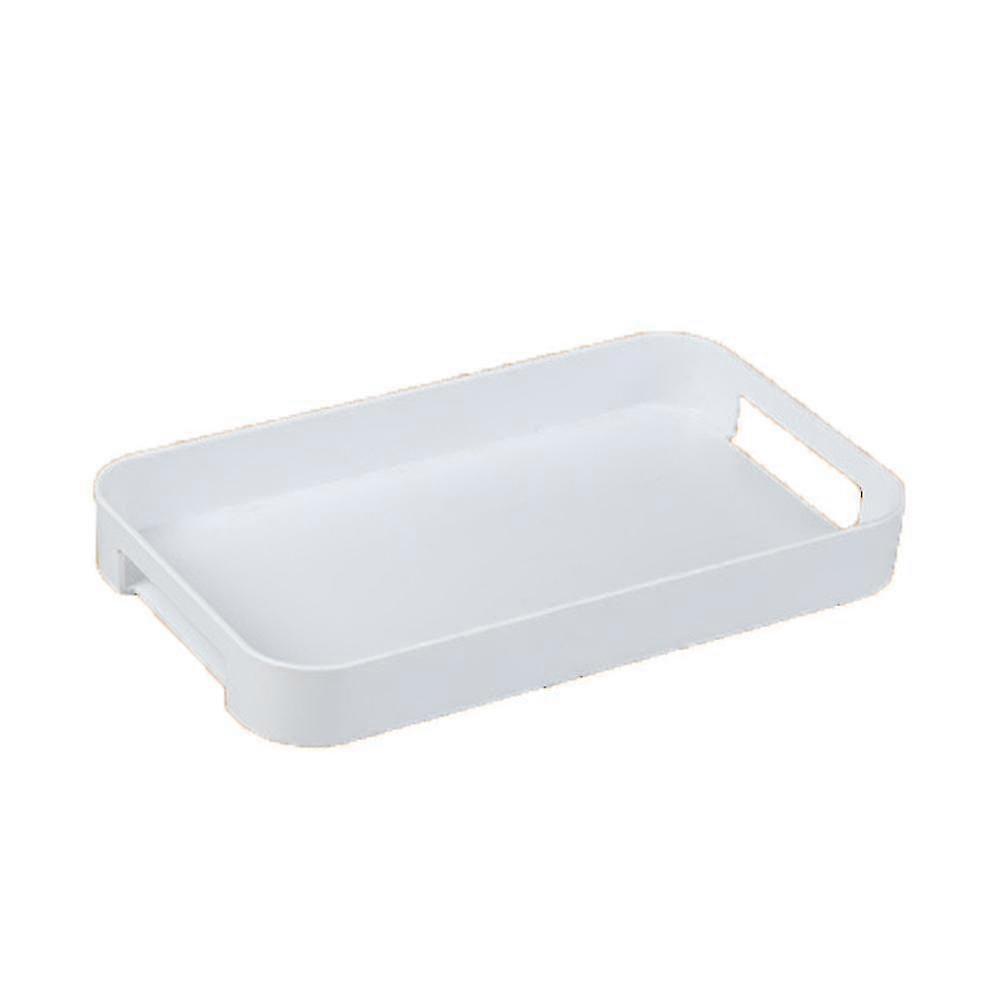 White Rectangle Plastic Serving Tray with Handles Stable Serving Platter