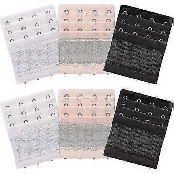 6 Pieces Women's Soft Comfortable Elastic Bra Extenders Bra Extension Strap 4 Hook 3 Row Lady's Bra Extender Bra Band