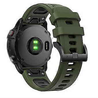 22mm Quick Release Silicone Band for Garmin Fenix 6/5 Plus/7, Forerunner 945 935 S60, Army Black
