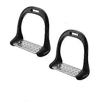Reitsteigbügel Edelstahl AntiSlip Pad Reitsport Aluminium Sattel mit Lackierung Schwarz