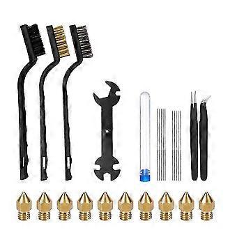 27 PCS 3D Printer Nozzle Cleaning Kit MK8 Brass Nozzles 5-in-1 Wrench Tweezers and Brushes 3D Printing Maintenance Tools