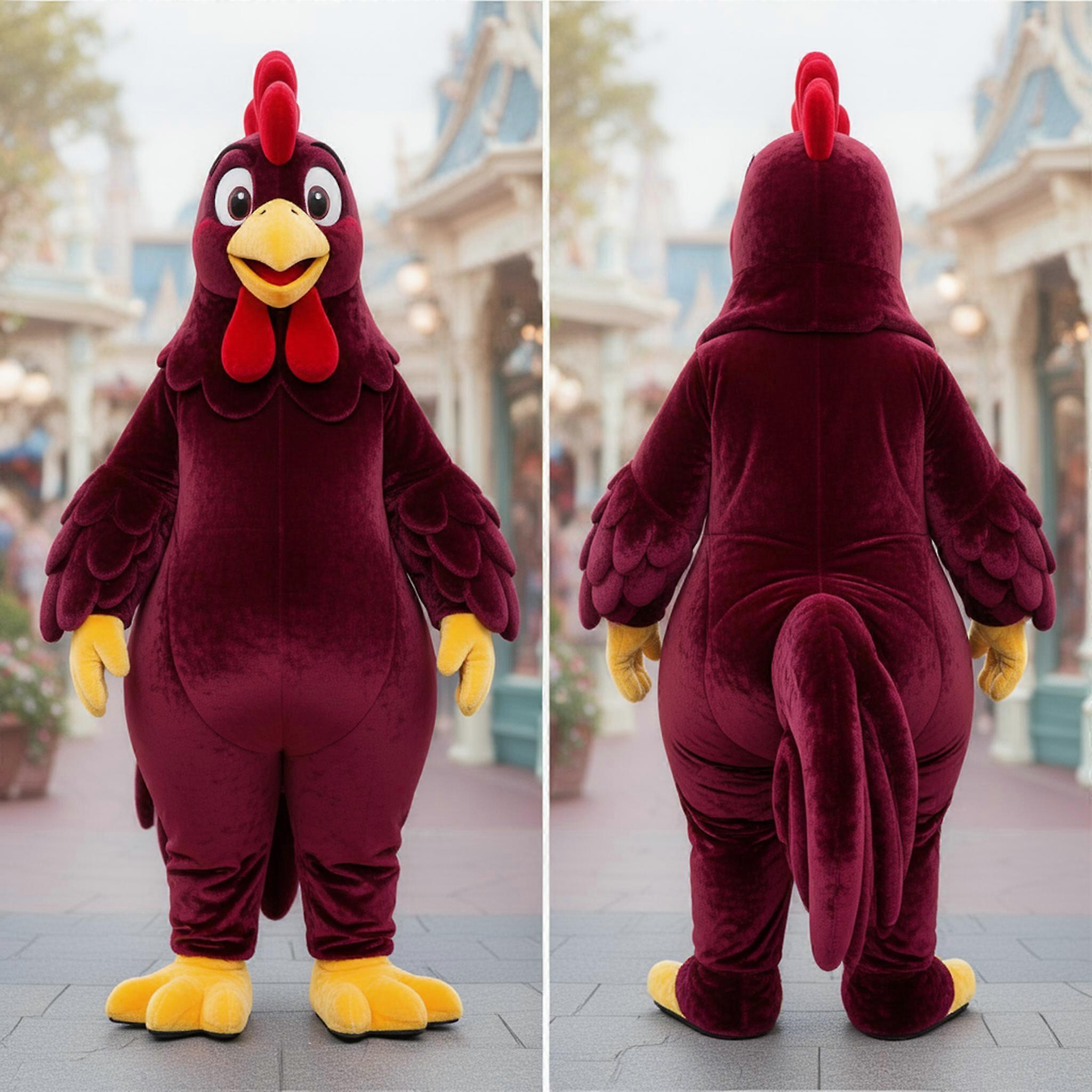 MASTICOT Maroon Velvety Roosters Mascot
