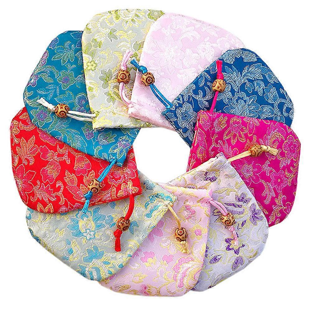 Wedding Candy Drawstring Brocade Bag for Storage 9Pcs Portable Set