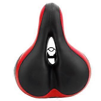 Bike Saddle Microfiber Leather HollowCarved Shock Absorber Mountain Bike Saddle Seat(Black Red )