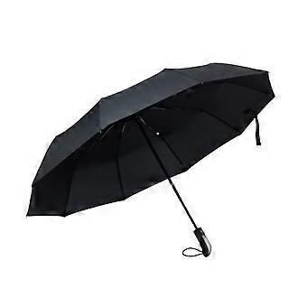 Compact Travel Umbrella Black Windproof Automatic Open Close 10‑Rib Waterproof UV Block for Men Women
