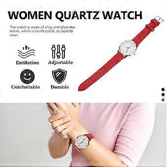 Women Wrist Watch Red Female Leisure Watch with Adjustable Strap 5Pcs Set