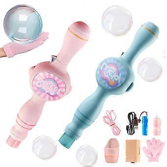 Colorful Smoke Bubble Machine and Elastic Bubble Wand Set with Lighting Fog Effect for Party 2Pcs