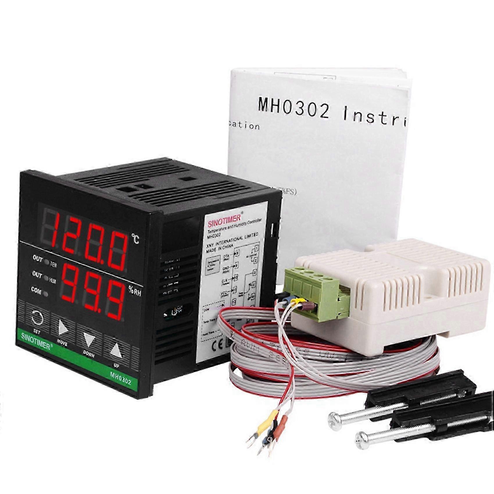 SINOTIMER 2X Temperature Humidity Controller, MH0302 Panel Mounted Digital Temperature and Humidity Controller Sensor