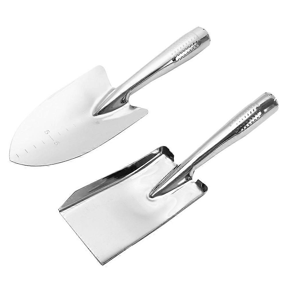 Household Hand Integrated Tool 2Pcs Multi-Function Garden Trowels Silver