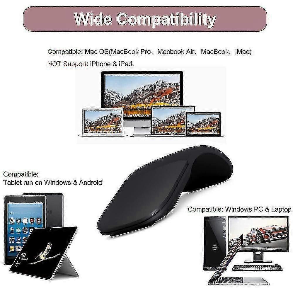 Mini Touch Bluetooth Arc Mouse Portable Wireless Foldable Mouse