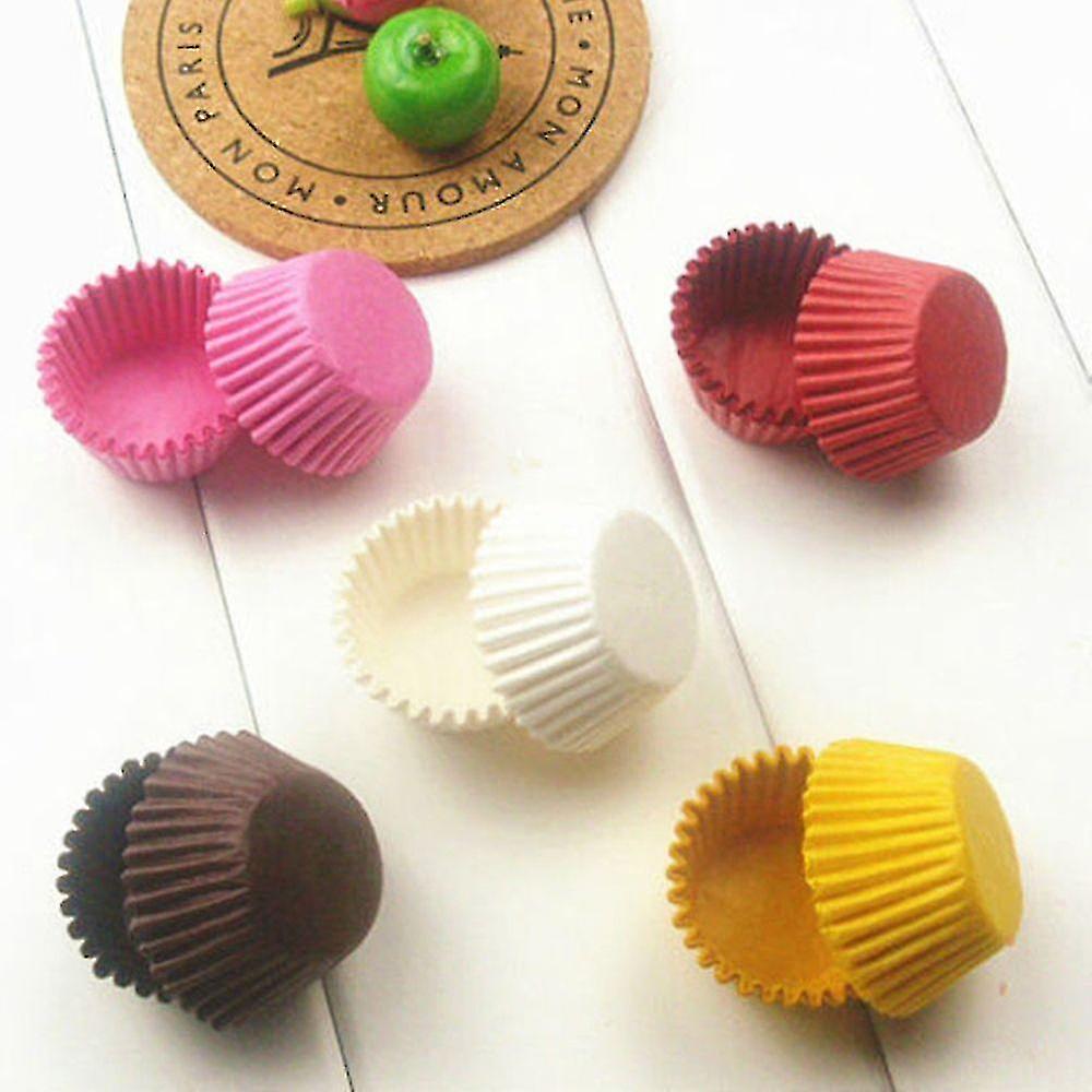 Hot 1000pcs Mini Chocalate Cupcake Liners Anti-oil Paper Cup Muffin Cake Cases Solid Color Baking De
