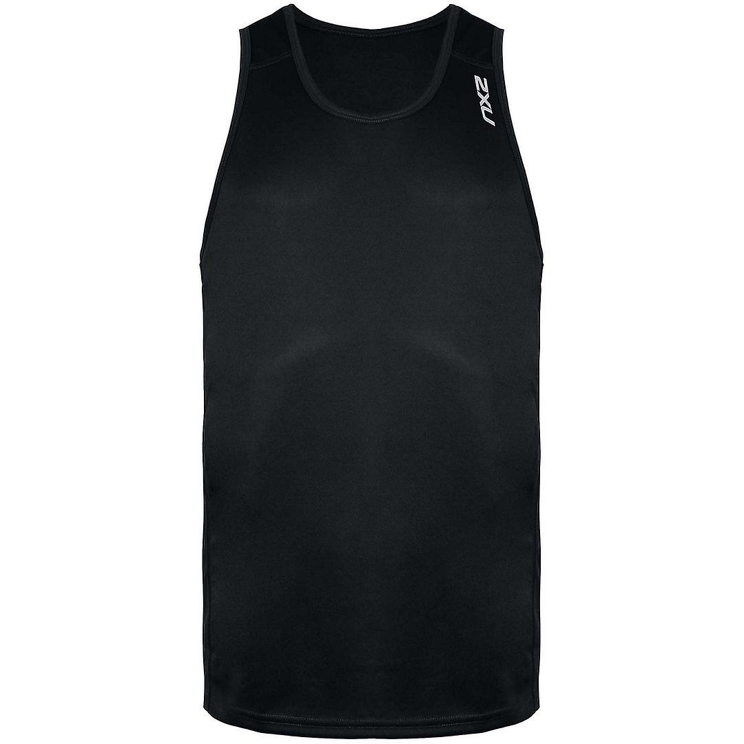 2XU Round Neck Logo Black Sleeveless Mens Fitted BSR Active Singlet Top MR4819a