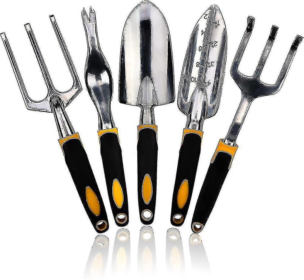 5 Pieces Gardening Tools Kit Aluminum Garden Tools Set With Fork, Weeder, Claw