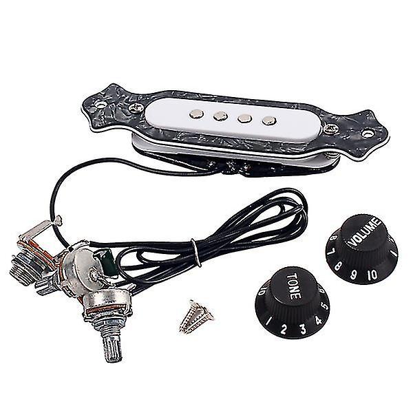 Pre-wired 4 String Electric Cigar Box Guitar Magnetic Soundhole Pickup With Volume Tone Control Knob
