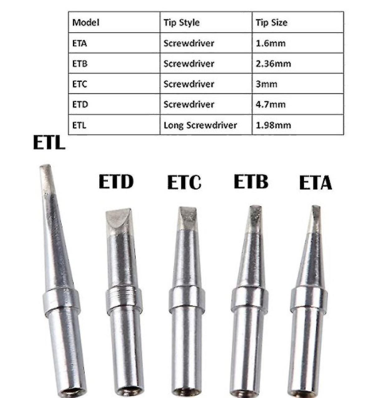 10pcs Weller Et Series Soldering Iron Tips Pure Copper Eta Etb Etd Ets Ett Wesd51 Wesd50 Wcc100 Lead