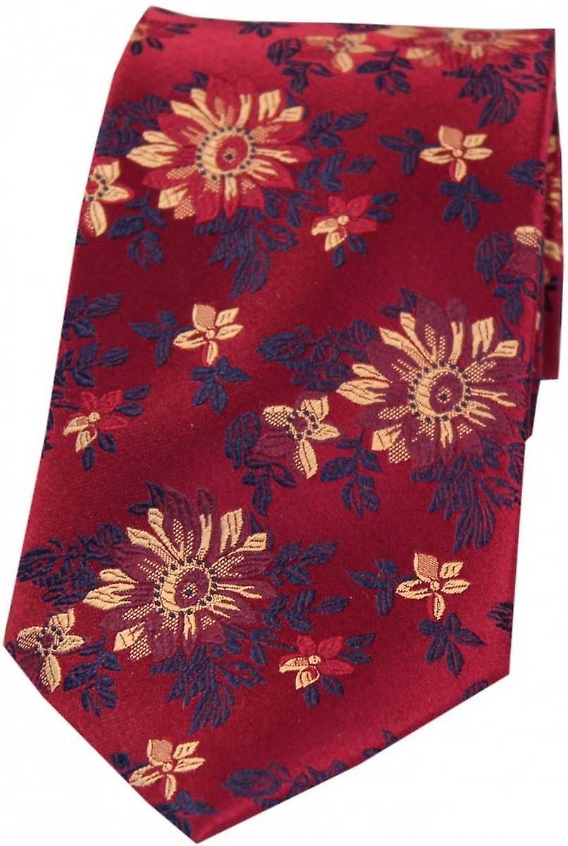 Posh and Dandy Flowers Silk Tie - Maroon/Gold