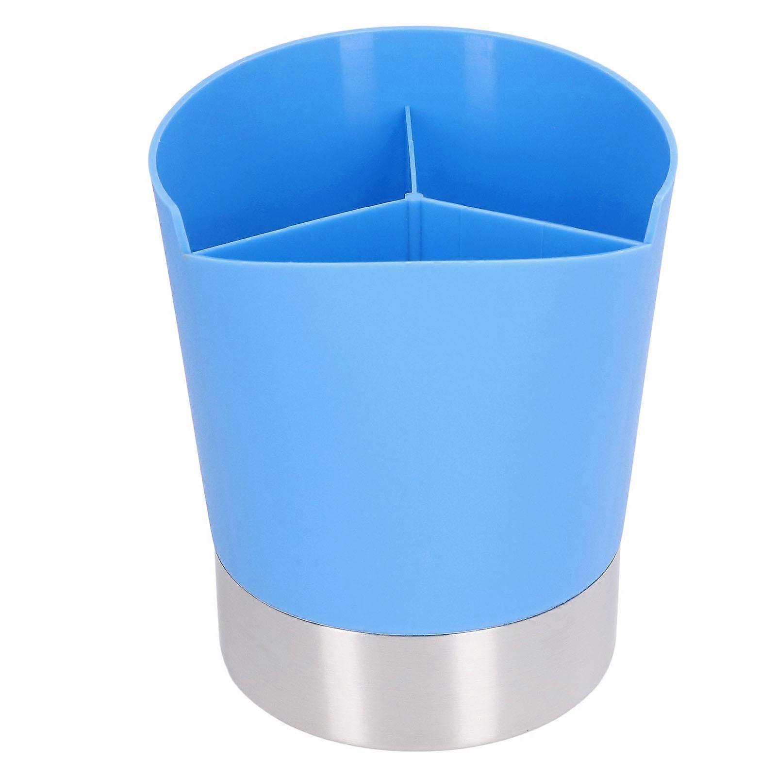 Straw Dispenser Blue Sturdy Durable 3 Compartments Stable Wide Application Straw Holder for Home Bar Restaurant