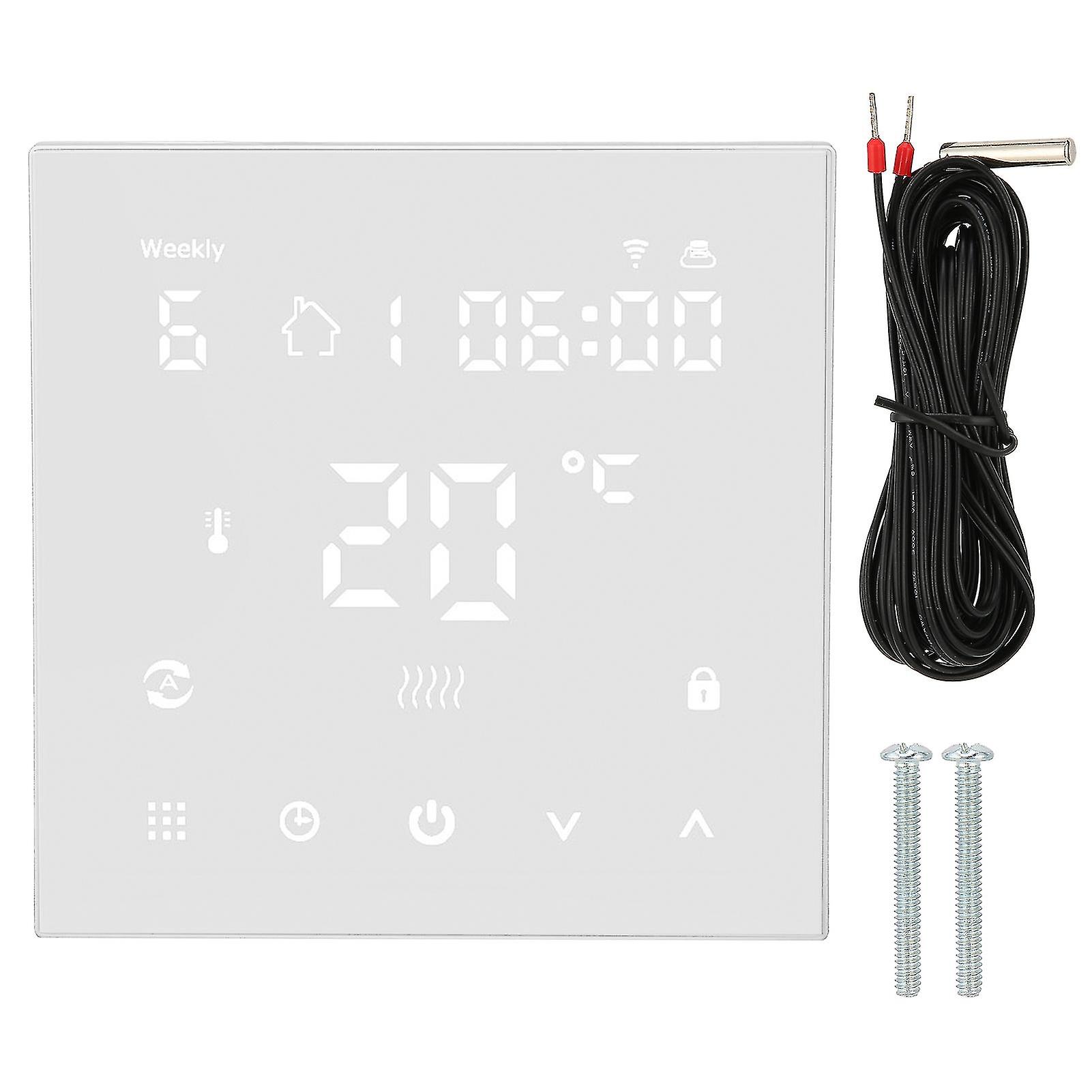 Voice-Controlled Smart Thermostat, Digital Display for Underfloor Heating Systems, LCD Screen with Touch Controls, Child Safety Lock & Anti-freeze