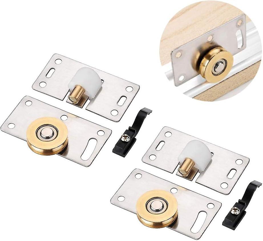 2 Pairs Sliding Door Caster Cupboard Door Sliding Pulley, Pulley Sliding Device Hardware Accessories, For Cupboard Wardrobe Cabinetsuperma