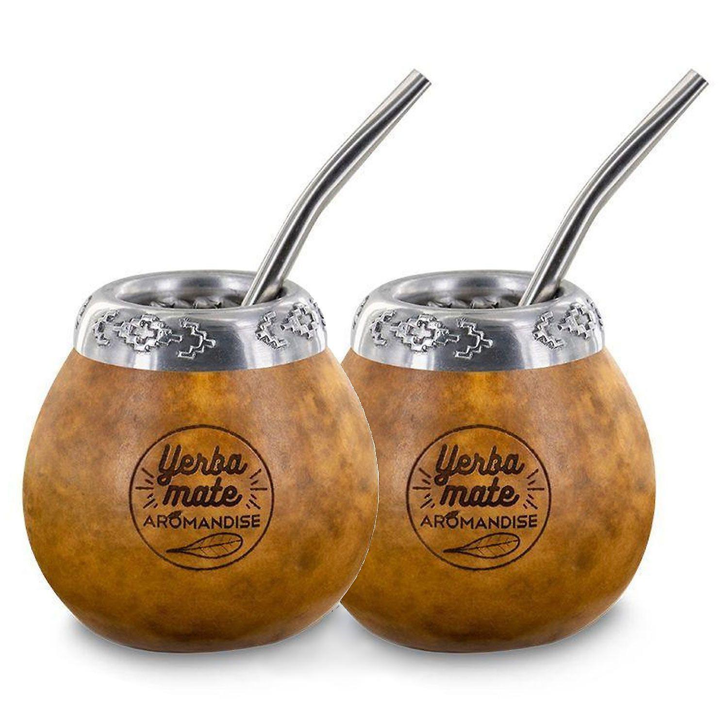 2 calabashes and bombillas for mate