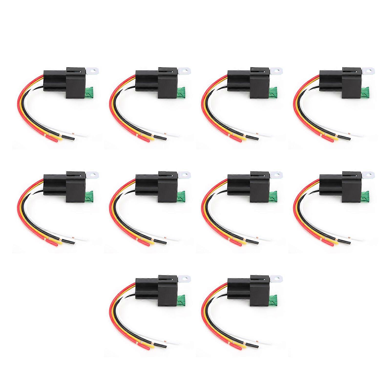 10 ρελέ 12VDC 4Pin SPST 30A PC αδιάβροχο ρελέ θρυαλλίδων SelfContainer Dustproof με το καλώδιο βάσης