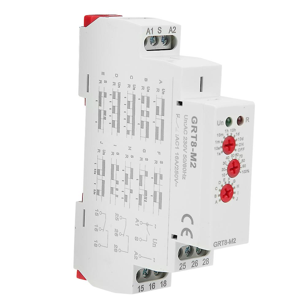 GRT8-M2 Multifunctional Time Delay Relay with 10 Functions, DIN Rail Mounting, 220V AC
