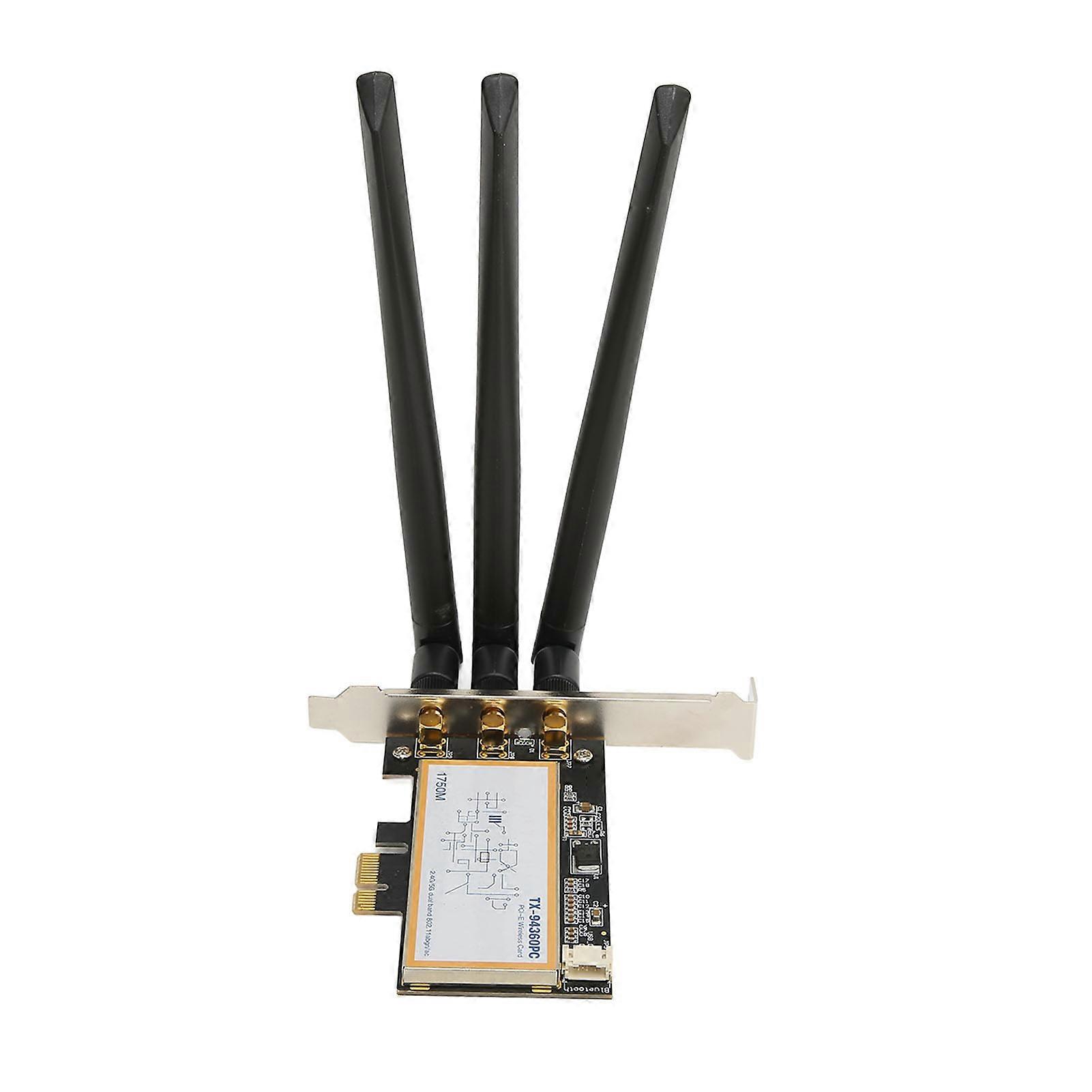 PCIE X1 Network Card 1750Mbps High Speed PCIE WiFi Card Adapter with 3 Antennas for Win 7 for Win 8 for Win10 for OS