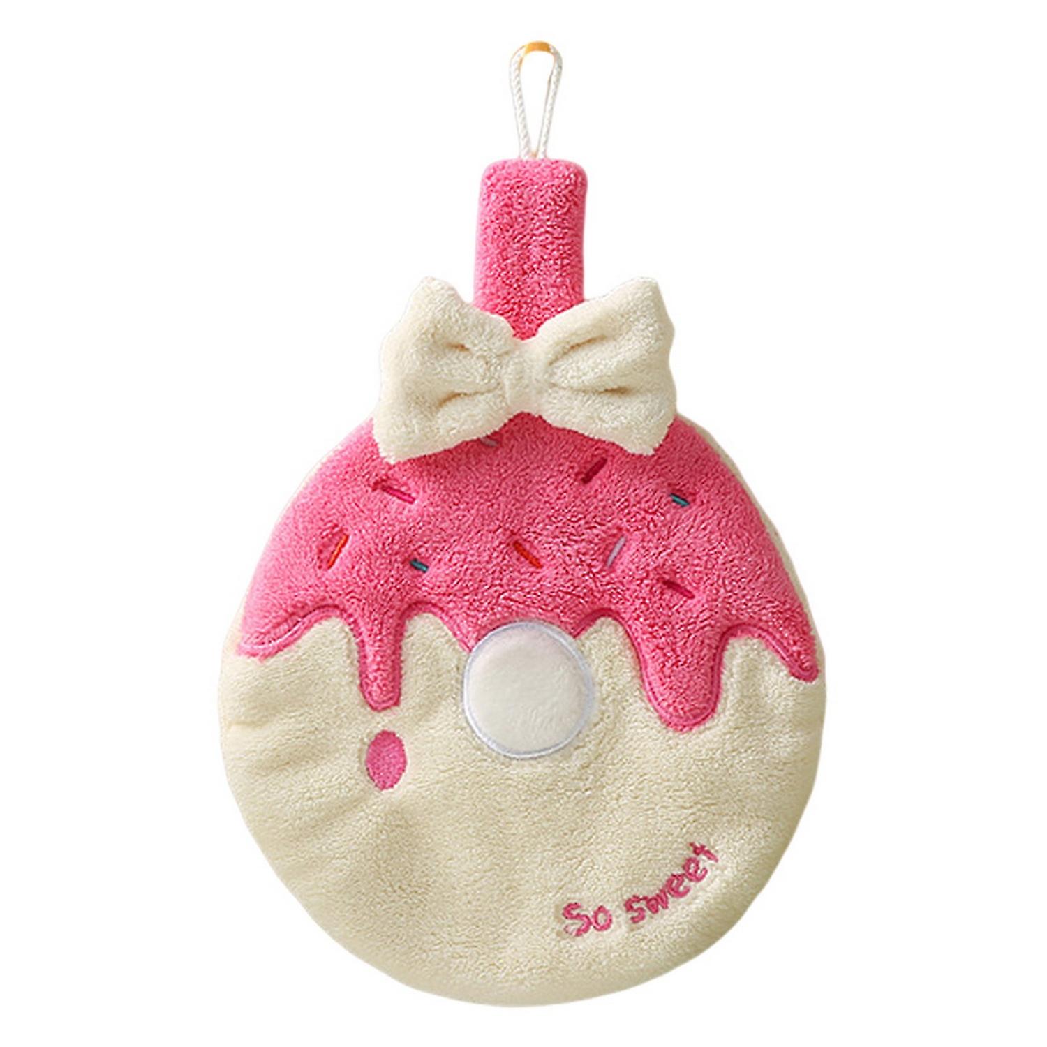 Children Hand Towel with Lanyard Super Soft Absorbent Dishcloth Multi-use Wipe Hands Hangable Coral