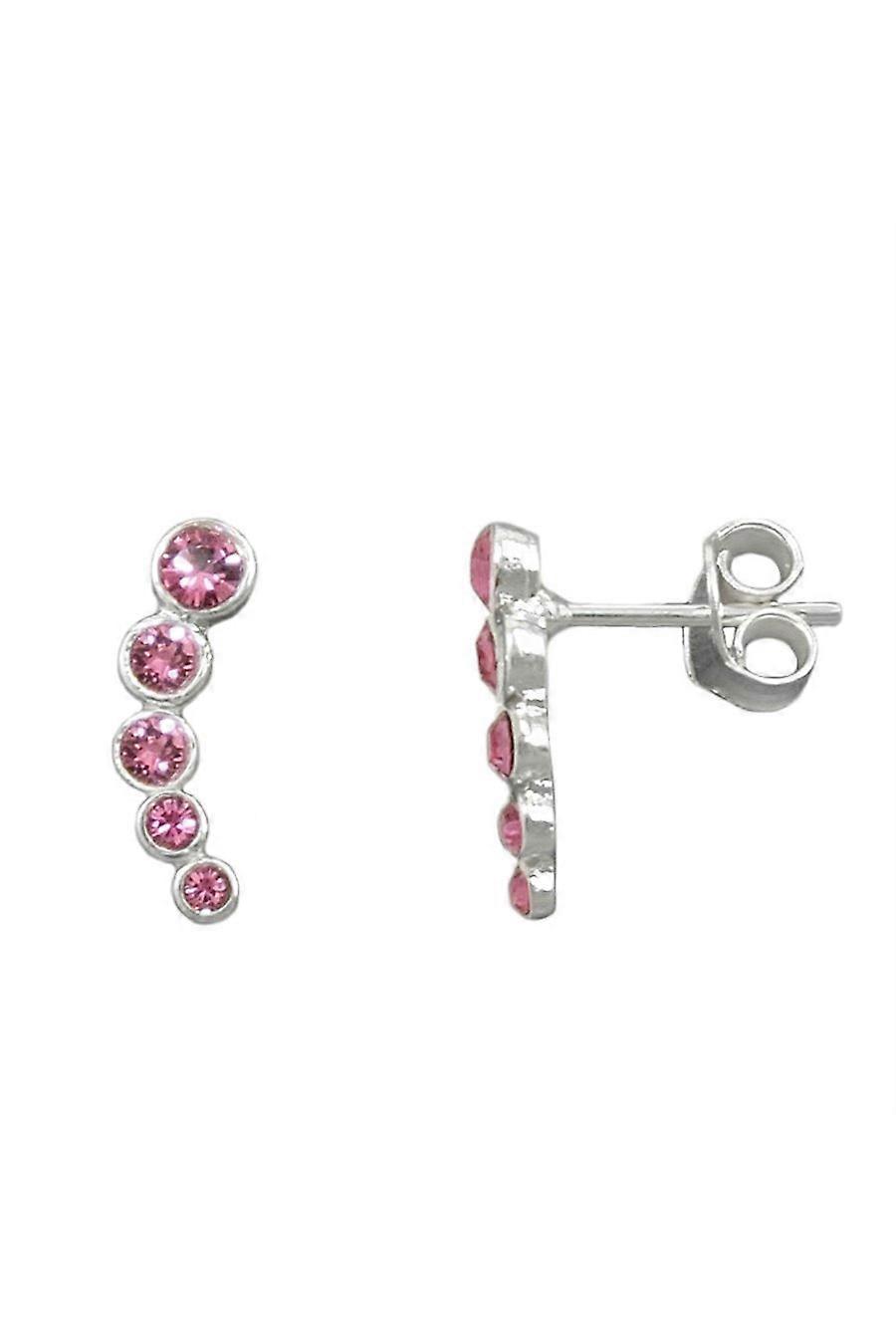 Earrings 5 Glasstones Pink Silver 925 - Gl93646