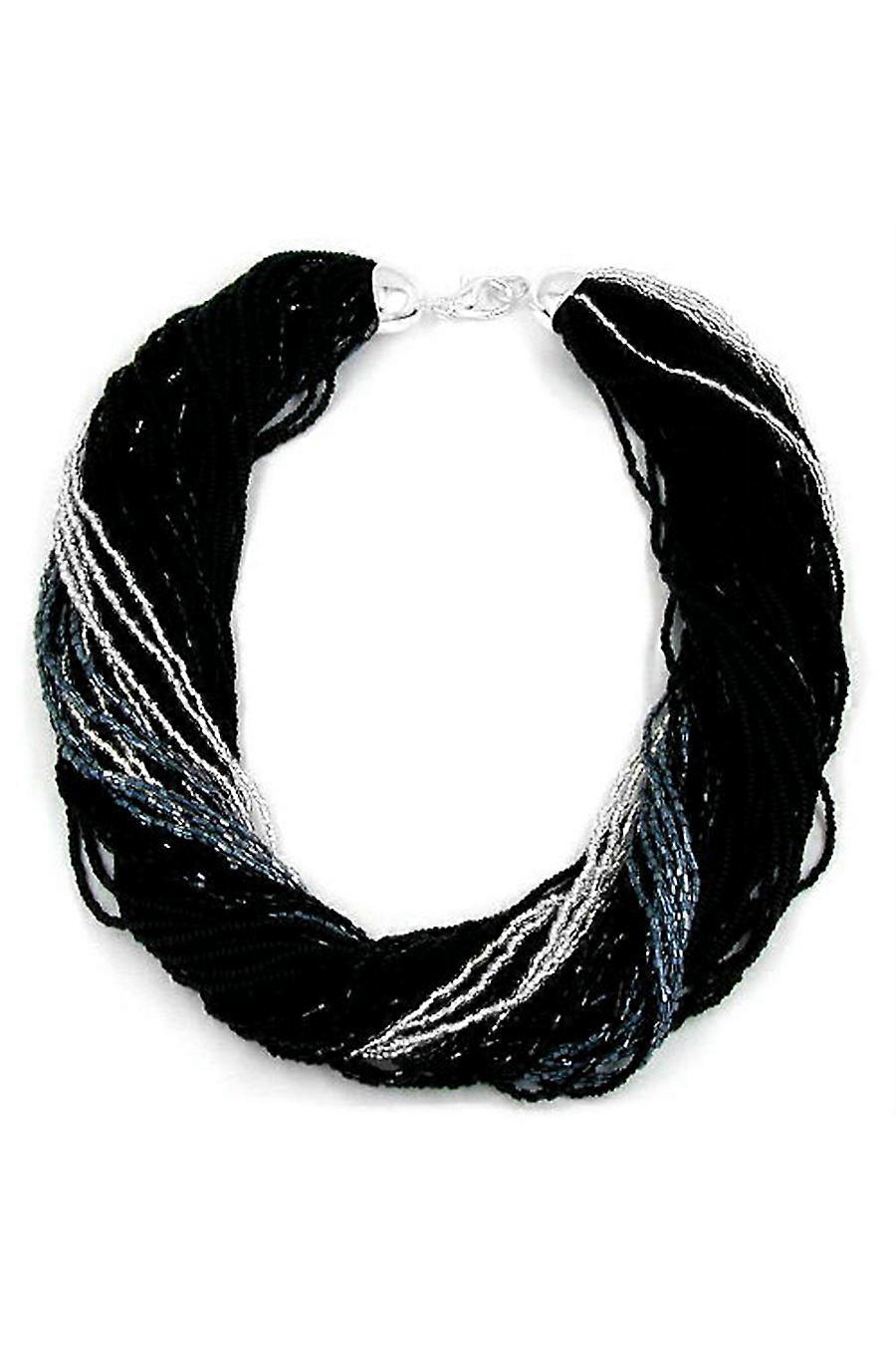Necklace Rocailles Black Silver Coloured 45cm - Gl00555