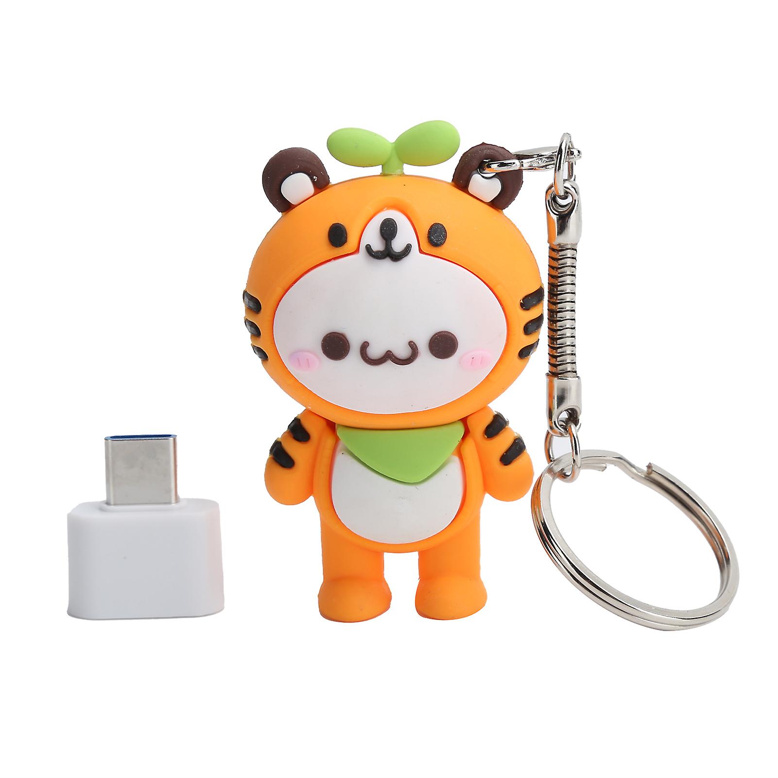 U Disk USB2.0 Geheugen Flash Drive met Type-C Adapter Computer Accessoire Tiger Pattern upc01-01