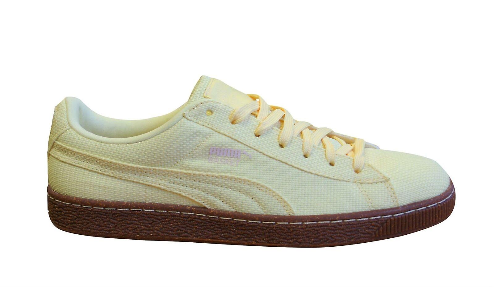 Puma Basket Ripstop Ice Cream Yellow Textile Lace Up Mens Trainers 362340 01