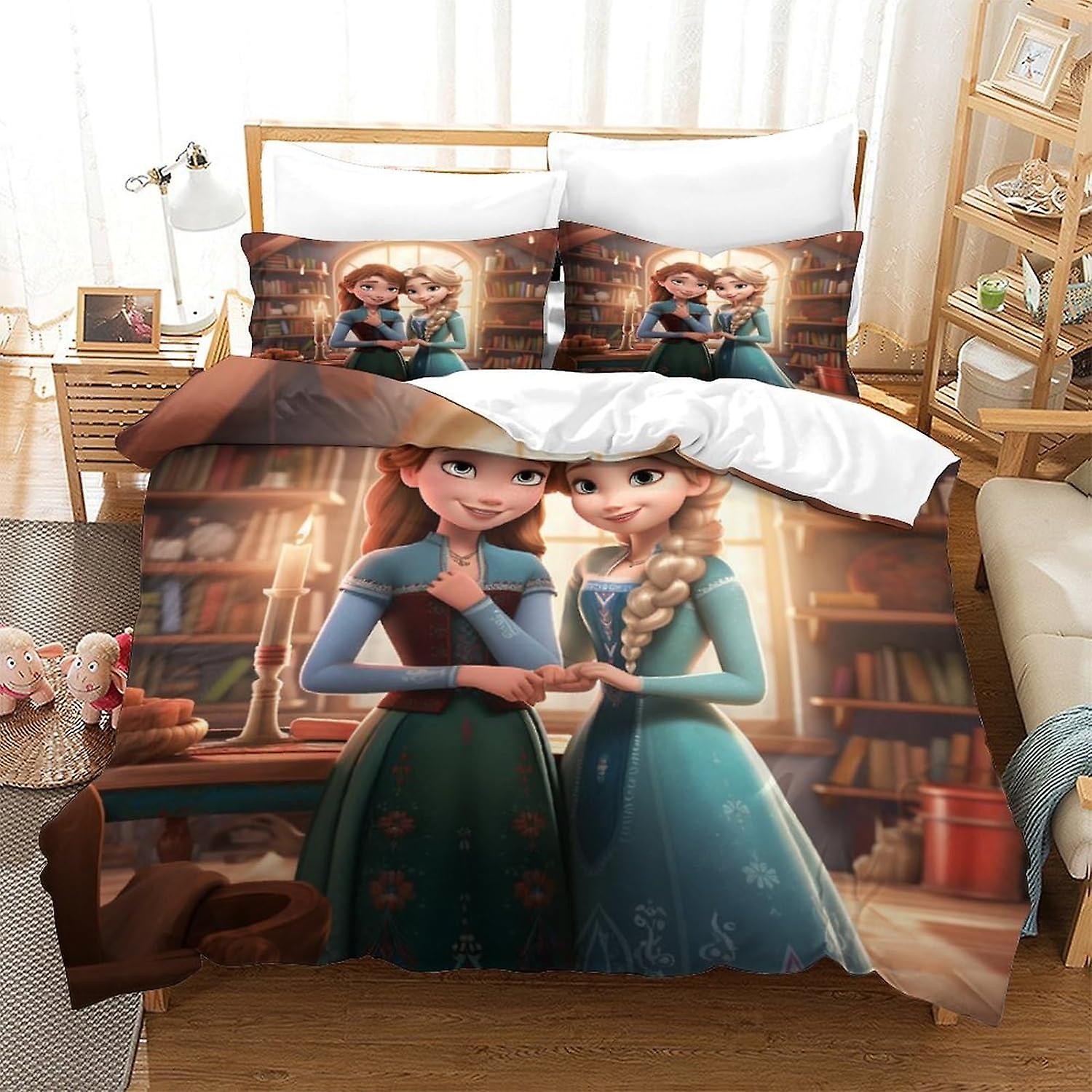 HOUKIG Frozen - 3D Duvet Cover, Cotton Bedding Set, Easy Care Printed Duvet Cover And Pillowcase, Christmas Winter,for Adults And Children .