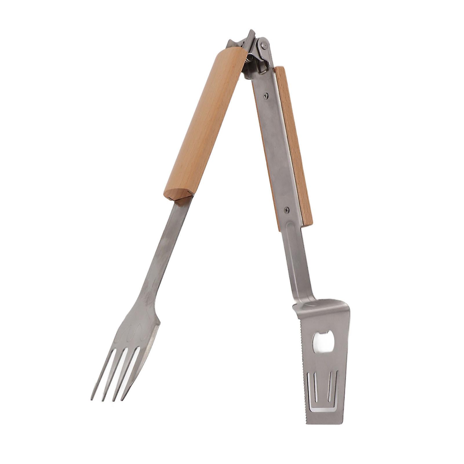 Grill Spatula Fork Tongs Durable Stainless Steel Food Tongs Multifunctional Long Handle Buffet Tongs for Camping