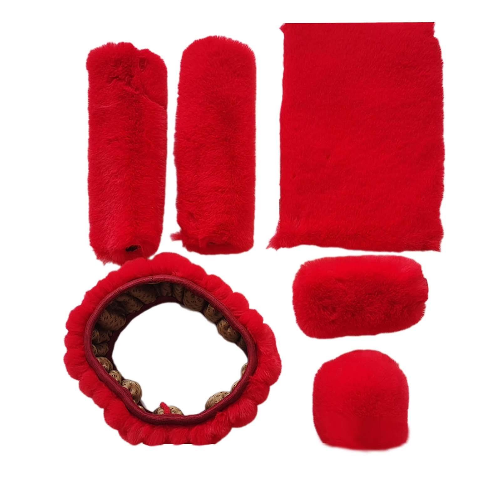 6x Generic Plush Car Steering Wheel Cover Set Winter Comfortable Armrest Pad
