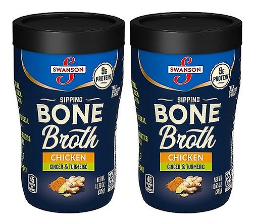 Swanson Sipping Bone Broth Chicken Ginger & Turmeric 2 Pack