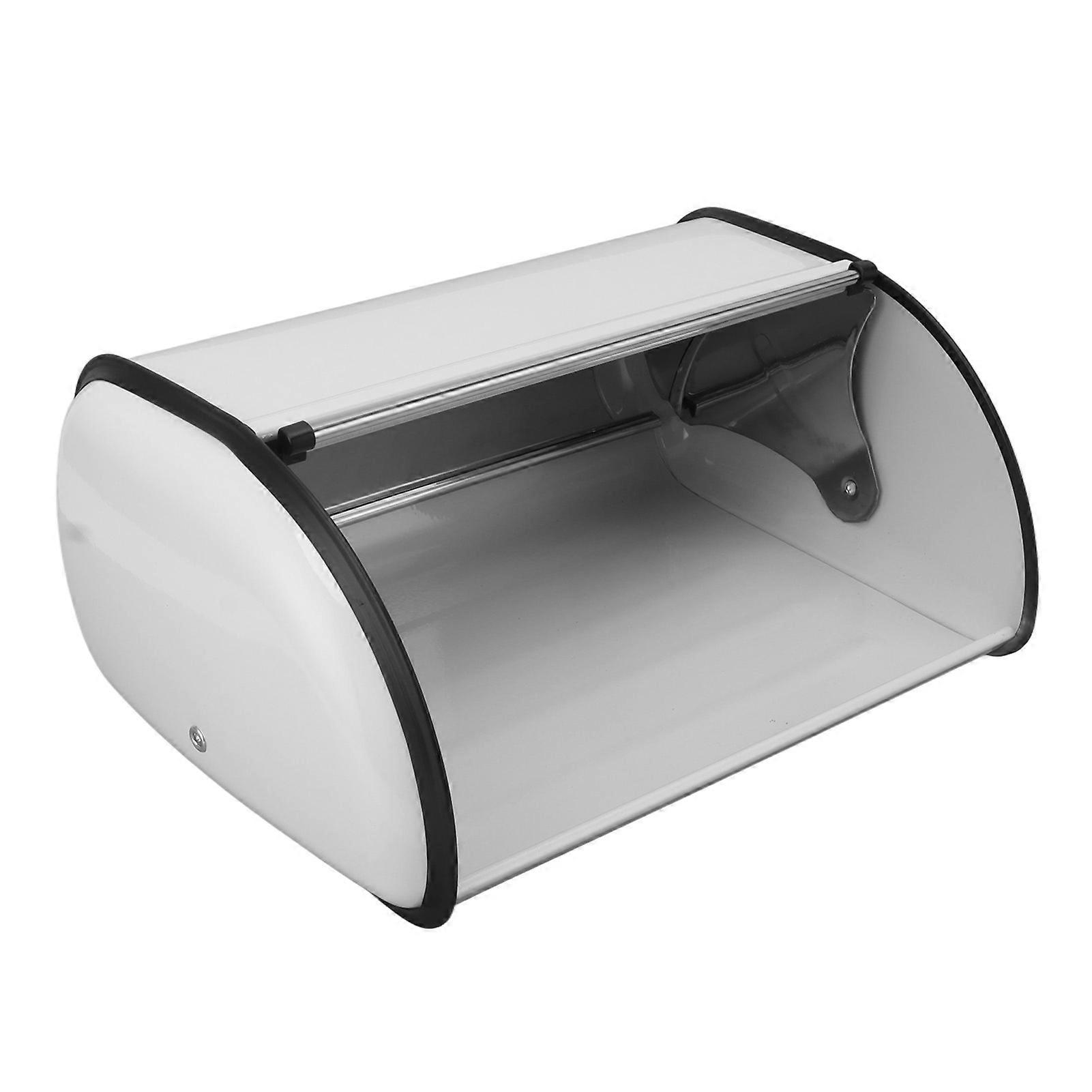 Iron Bread Bin Durable Bread Storage Container Mirror Polished Bread Bin Storage Case for Home Shop Office White 
